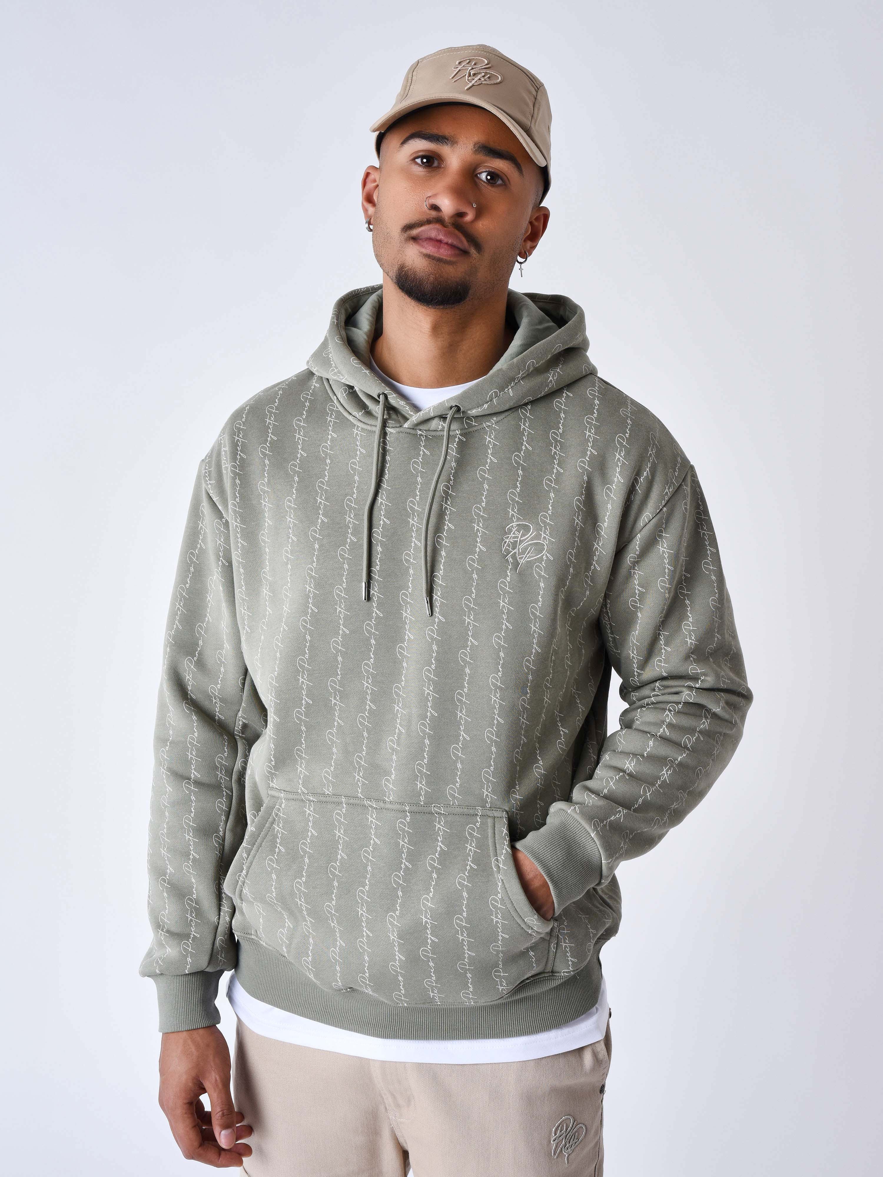 sweat-a-capuche-imprime-ink-drip-olive